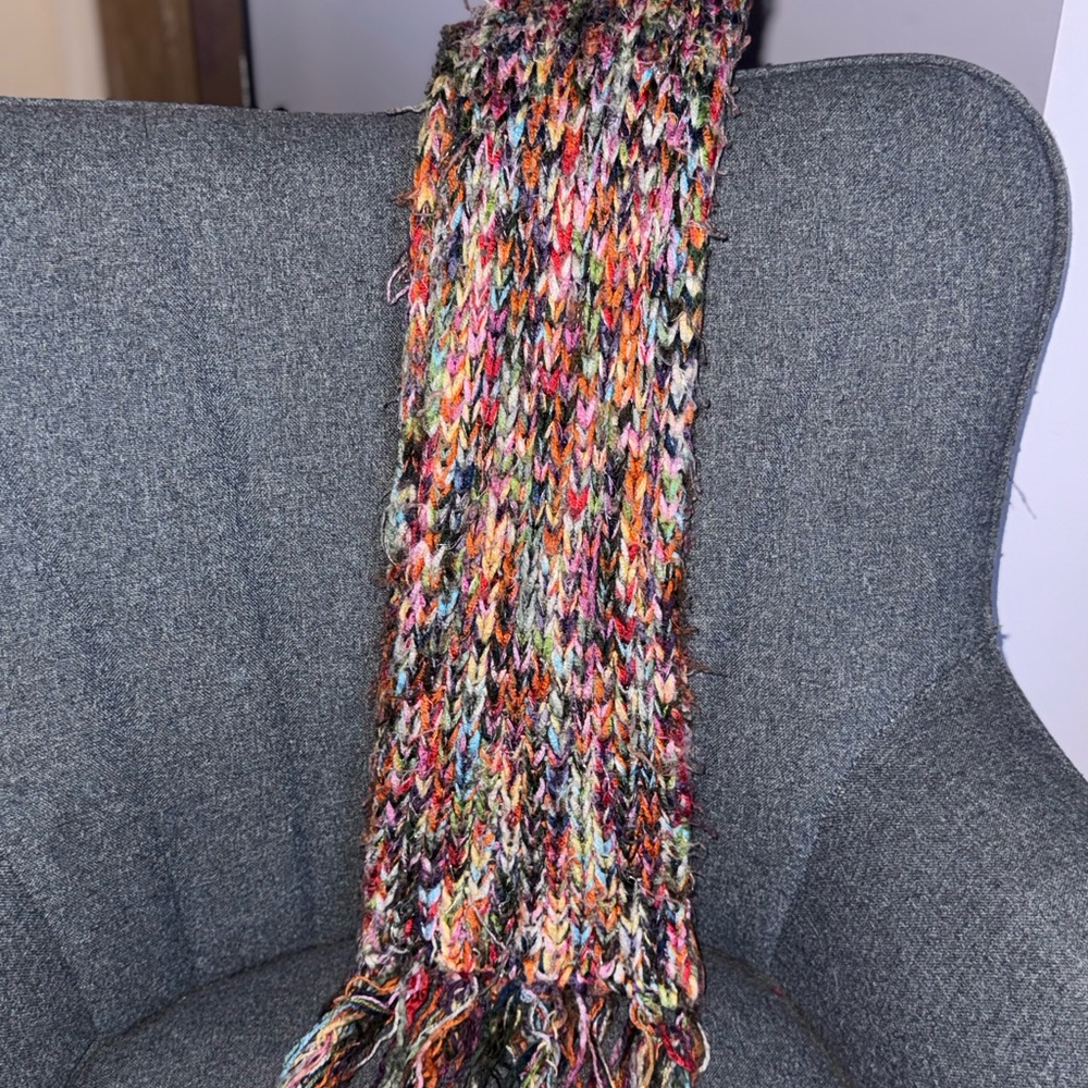 New York & Company Multi-Color Fringe Knit Scarf